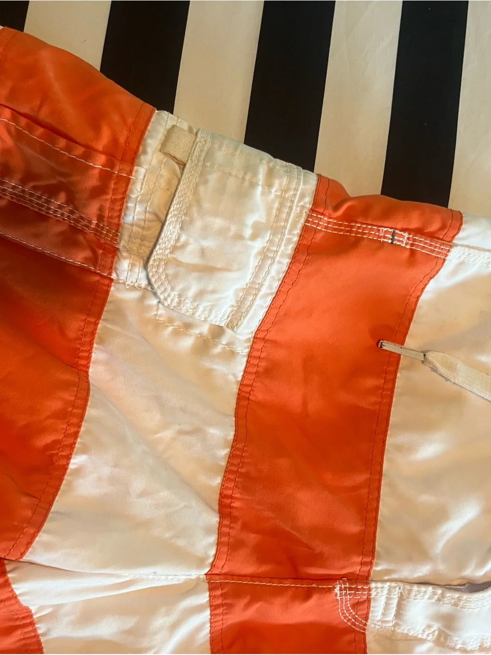 Abercrombie & Fitch Swim Trunks with Orange and White Stripes…